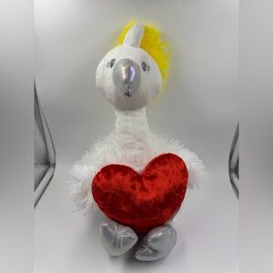 Valentine's Day White Flamingo with Red Heart Plush, 17 in, Way To Celebrate